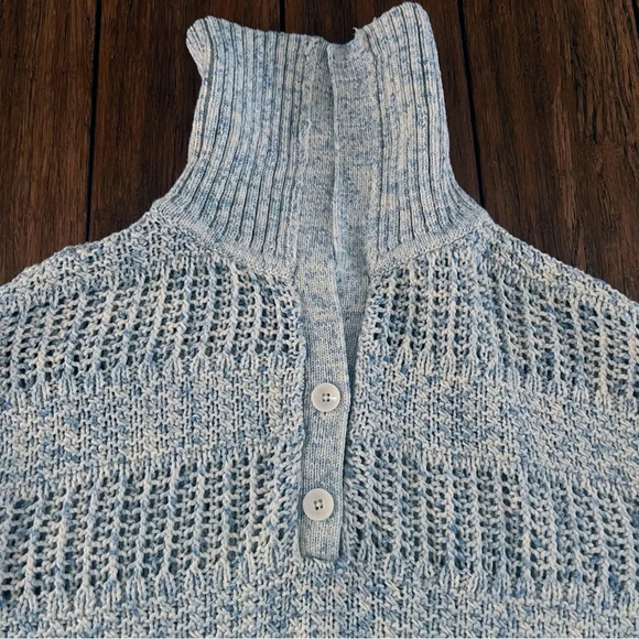 Talbots Open Stitch Sailor Collar Sweater Cotton Beachy Coastal Grandma Medium - Picture 3 of 8